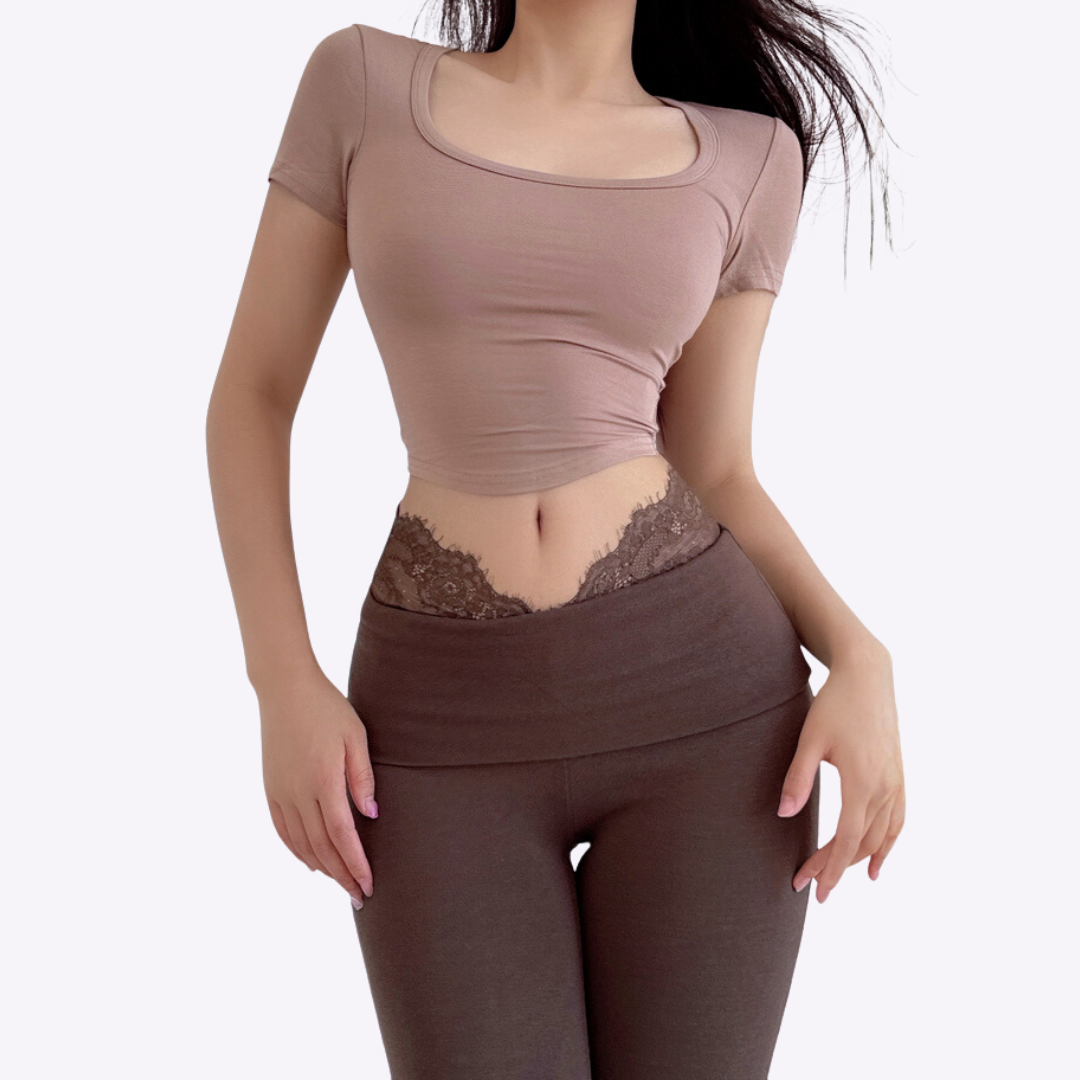 Image of Lace Rimmed Flare Pants