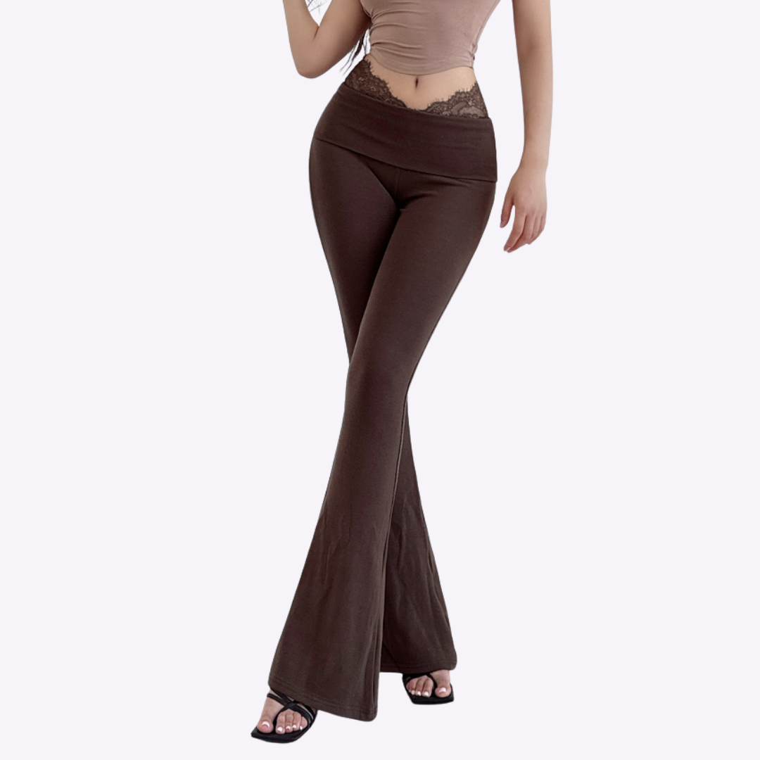 Image of Lace Rimmed Flare Pants