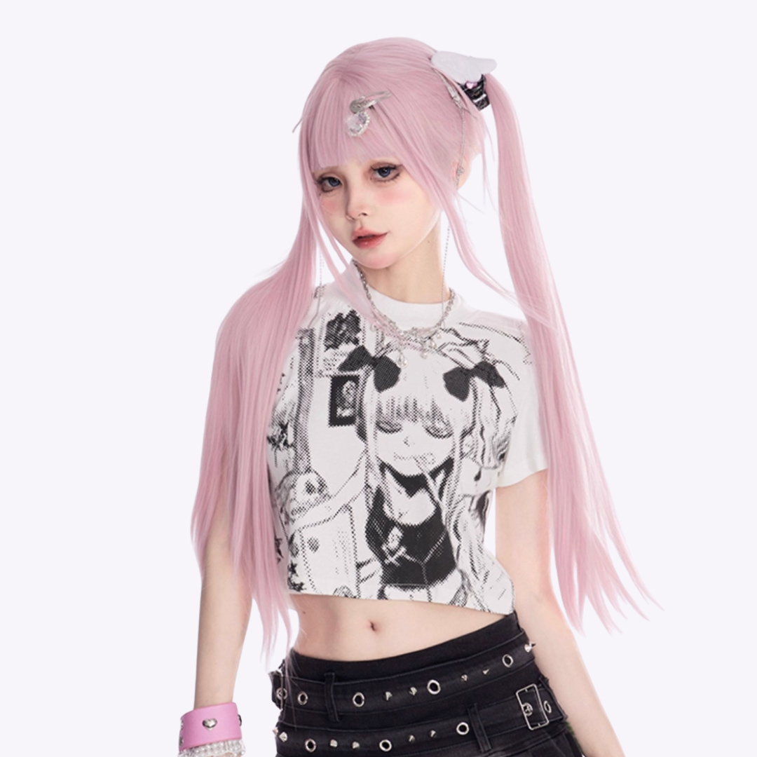 White Anime Cropped Tee