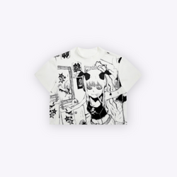 Image of White Anime Cropped Tee