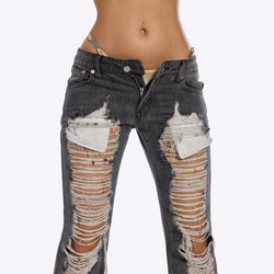 Image of Low-Waisted Straight Distressed Jeans