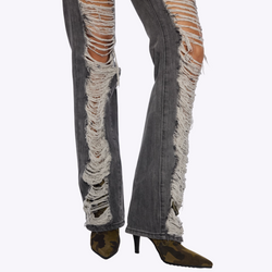 Image of Low-Waisted Straight Distressed Jeans