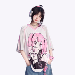 Image of Oversized Anime Graphic Jersey Tee