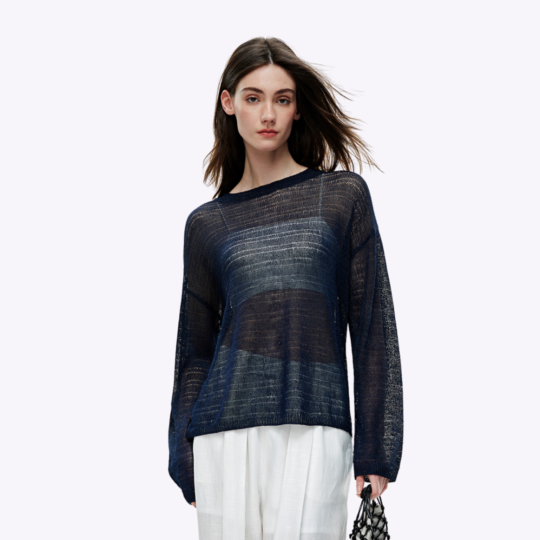 Sheer Long-Sleeve Sweater