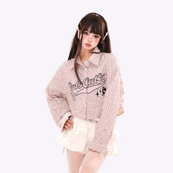 Image of Retro Plaid Crop Shirt