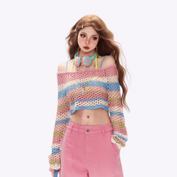 Image of Off Shoulder Crochet Crop Top