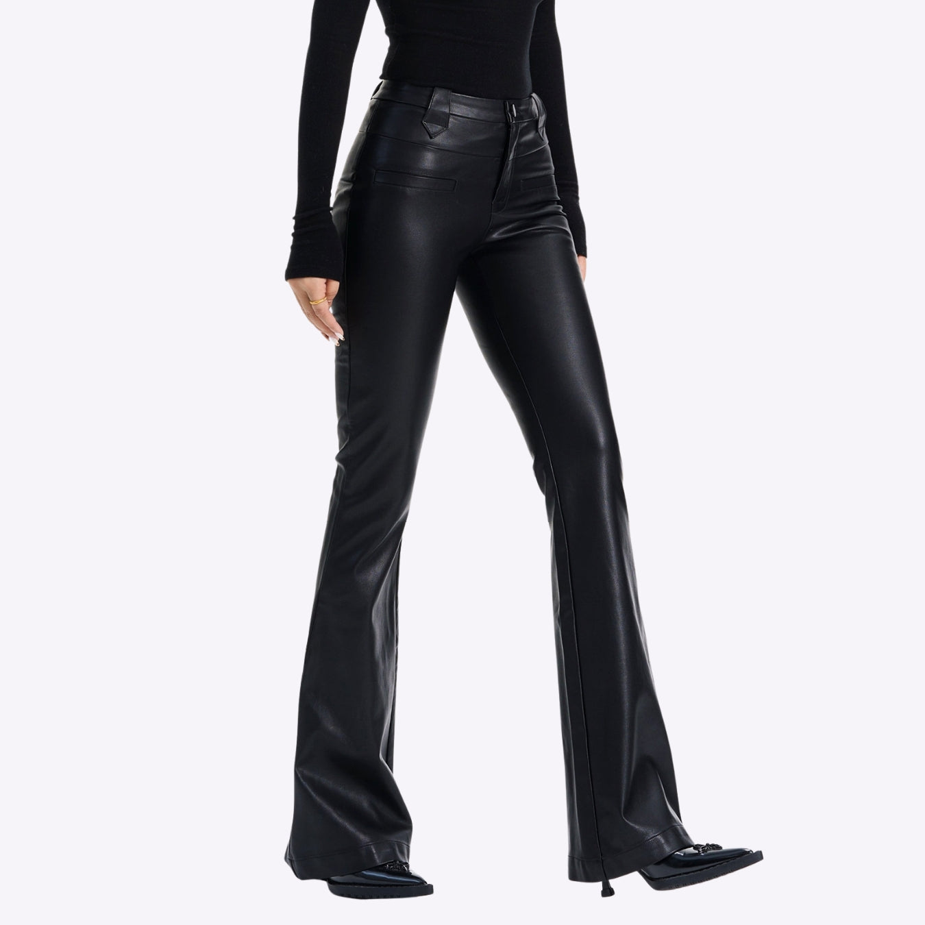 Image of Novia Leather Flare Pants
