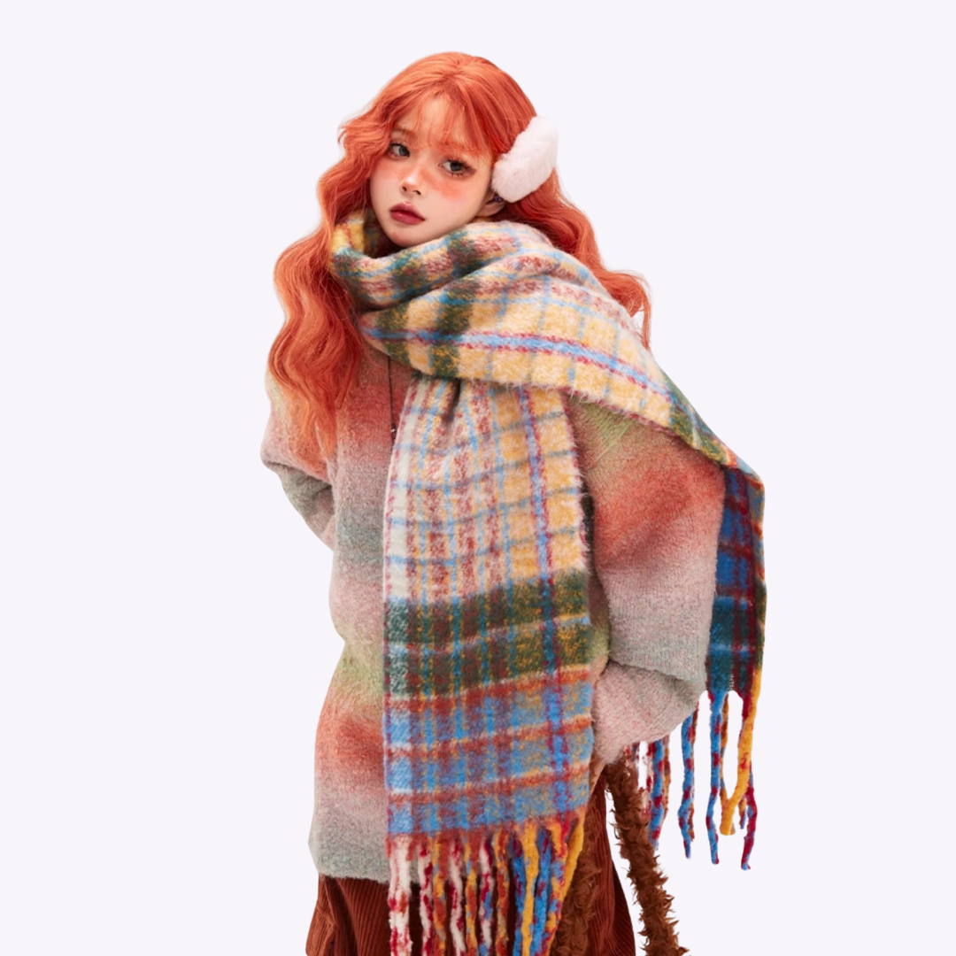 Oversized Autumn Plaid Scarf