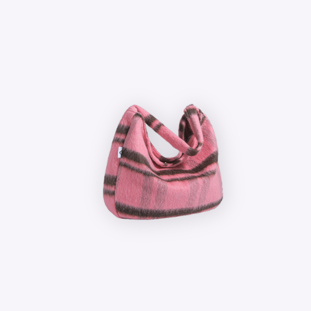Pink Chequered Shoulder Bag