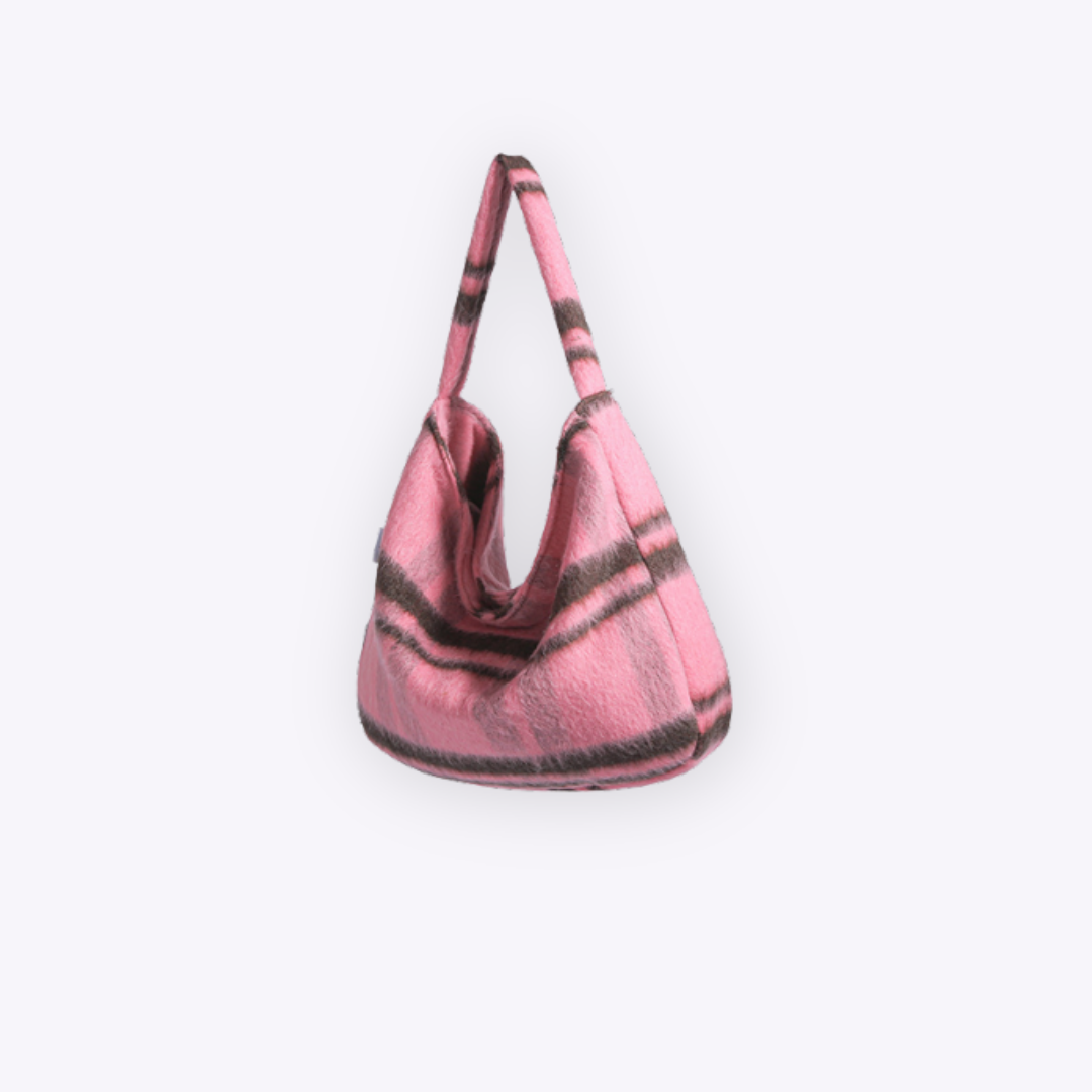 Pink Chequered Shoulder Bag