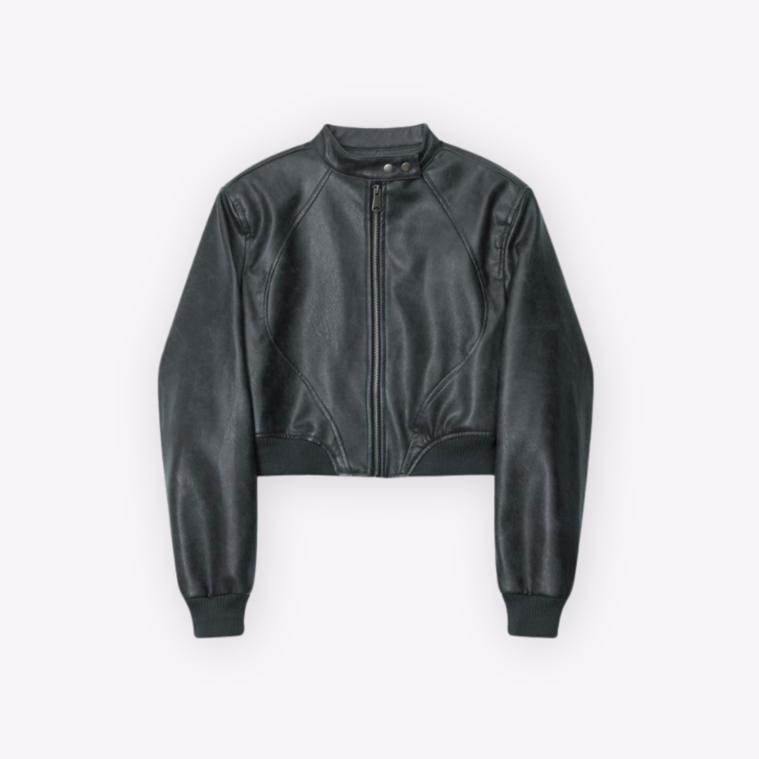 Image of Leather Cropped Jacket