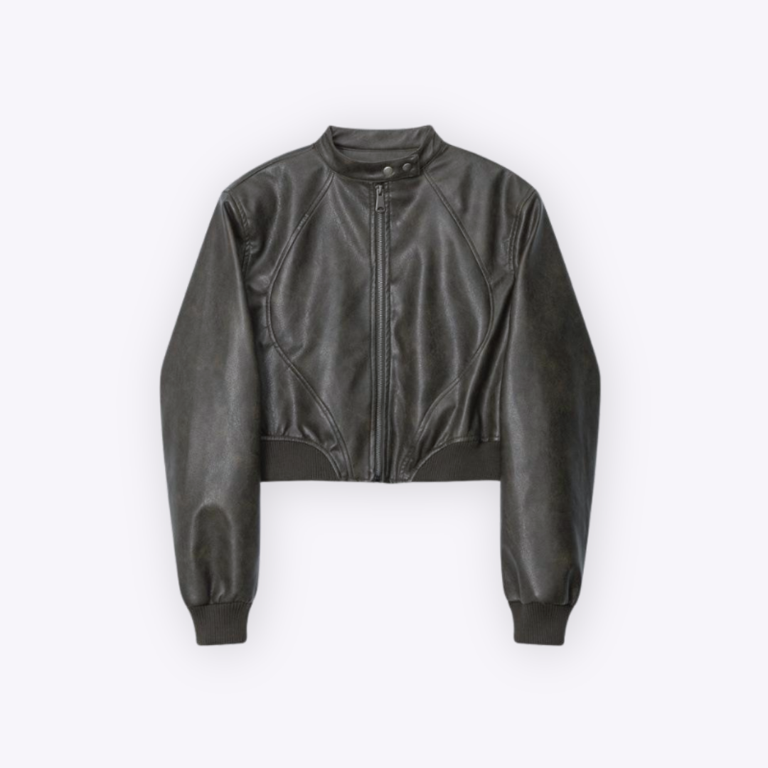 Image of Leather Cropped Jacket