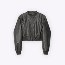 Image of Leather Cropped Jacket
