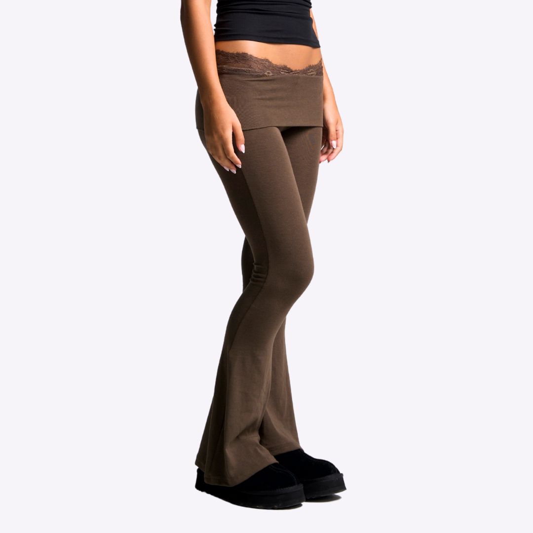 Image of Lace Rimmed Flare Pants