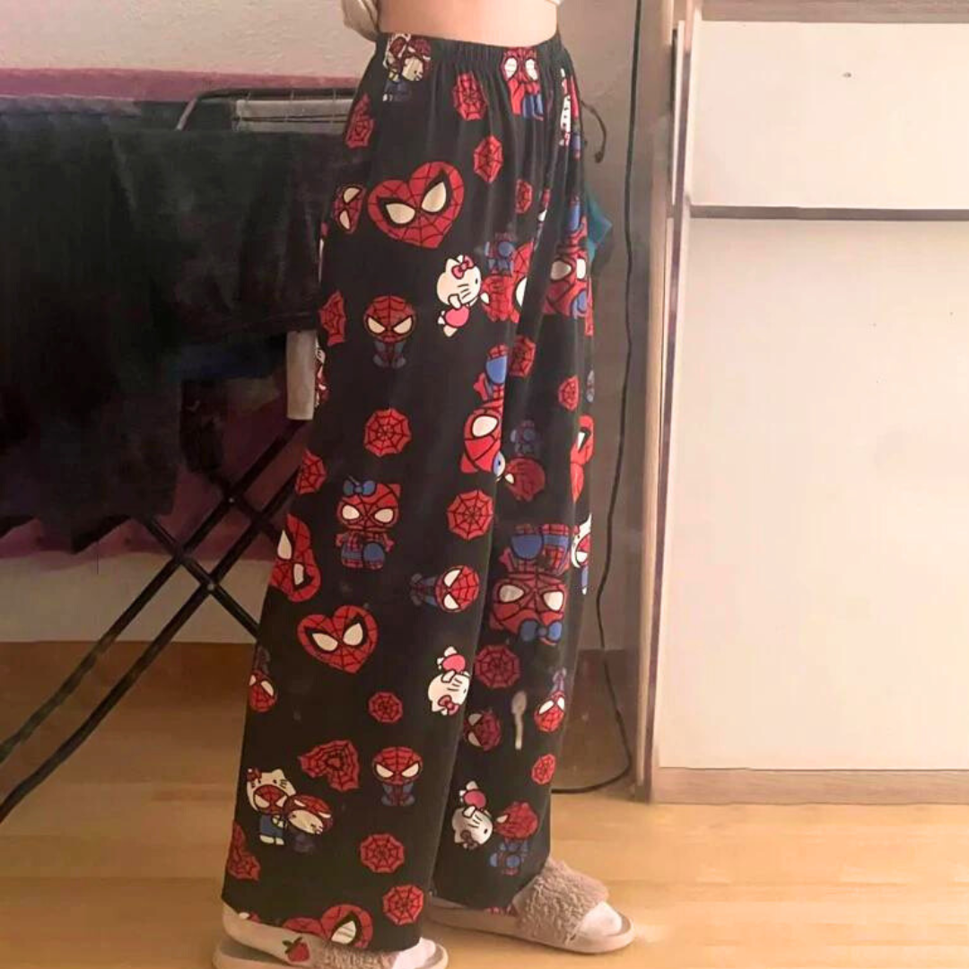 Hello Kitty x Spider Man Black Pyjama Pants