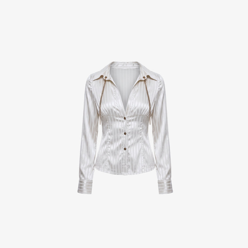Dahlia Satin Striped Shirt