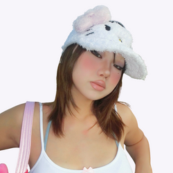 Image of Fuzzy Hello Kitty Sun Visor