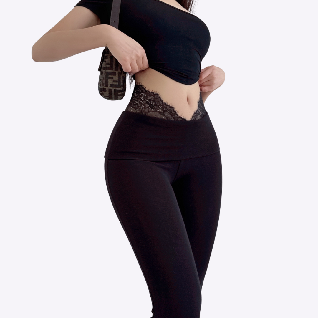 Lace Rimmed Flare Pants