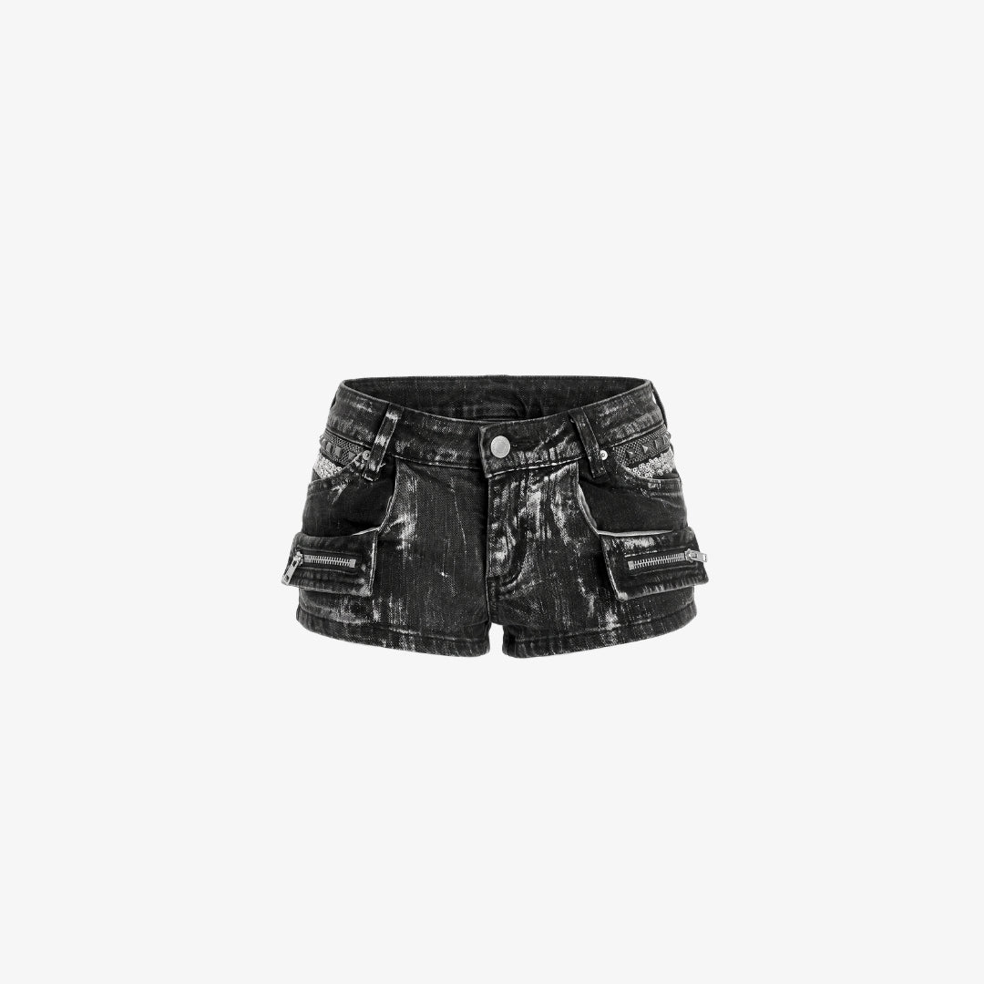 Indira Metallic Denim Shorts