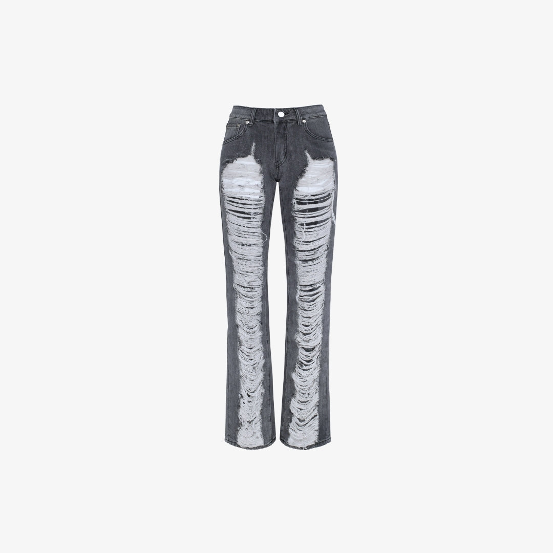 Kova Low-Waisted Straight Distressed Jeans