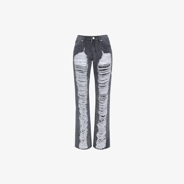 Kova Low-Waisted Straight Distressed Jeans
