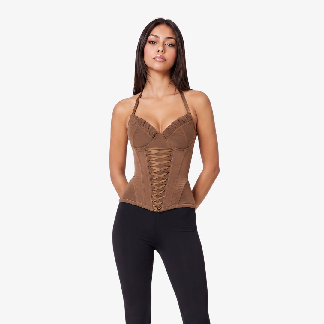 Image of Rosalia Lace-Up Mesh Corset