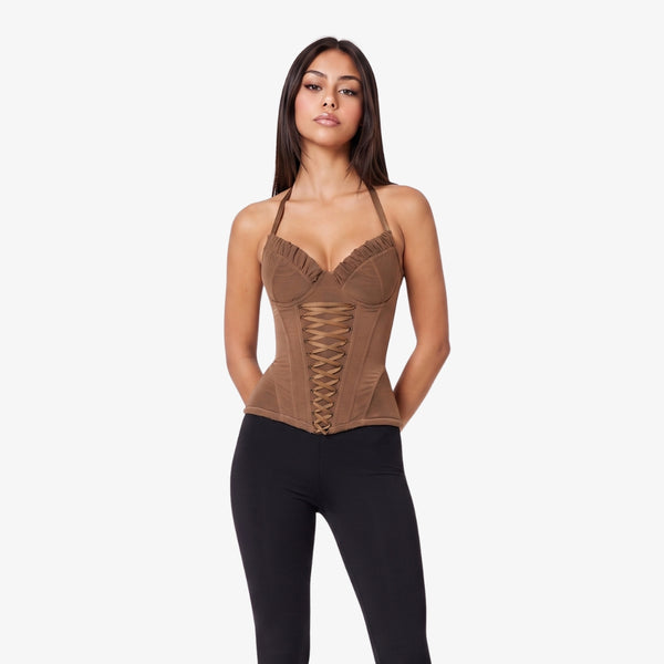 Rosalia Lace-Up Mesh Corset