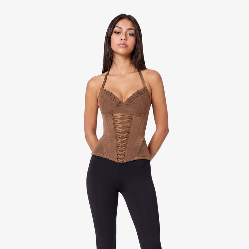 Rosalia Lace-Up Mesh Corset