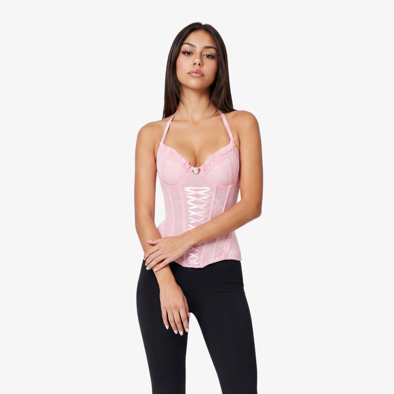 Rosalia Lace-Up Mesh Corset