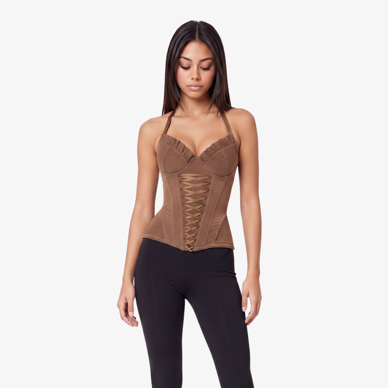 Rosalia Lace-Up Mesh Corset